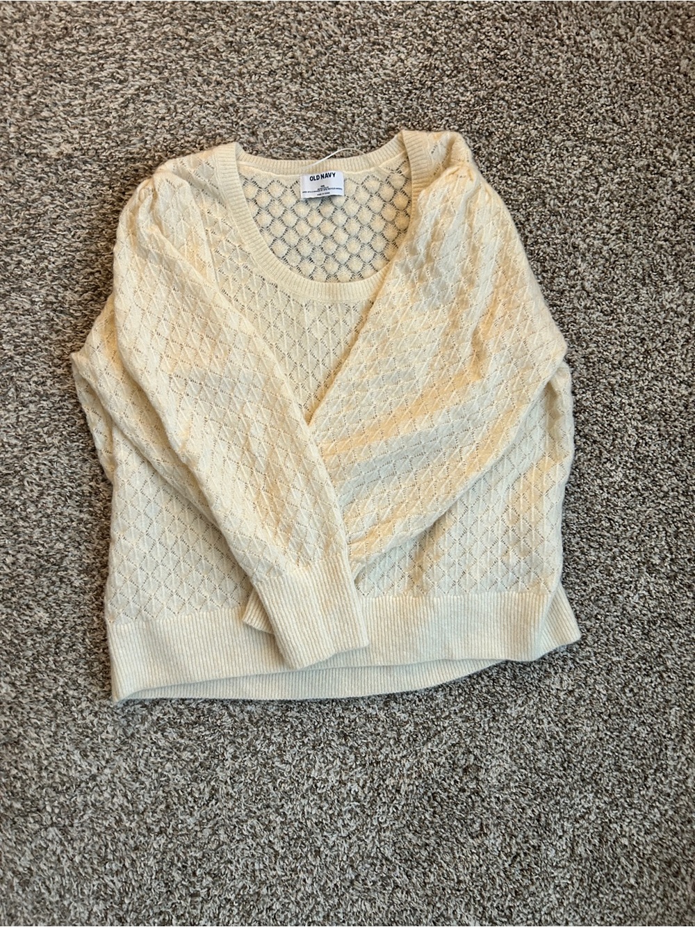 Old Navy Cream Openwork Knit Women's Sweater